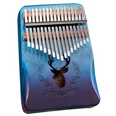 Imagem de Piano de dedo portátil - Kalimba 17 teclas piano de polegar, madeira de mogno, instrumento para iniciantes amantes de música, mbira com martelo de afinação saco de piano, (18 cm x 13 cm) gradiente