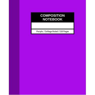 Imagem de Caderno de composição roxa pautado para faculdade: 110 páginas/55 folhas (19 x 23,5 cm) papel forrado para escrever diários de adolescentes, meninas, meninos ... Trabalho, uso personalizado e