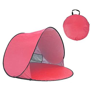 Imagem de WHYUNM26 Barraca de praia pop-up automática para acampamento ao ar livre barraca portátil mar verão abrigo solar anti UV resistente à água com bolsa de armazenamento, rosa