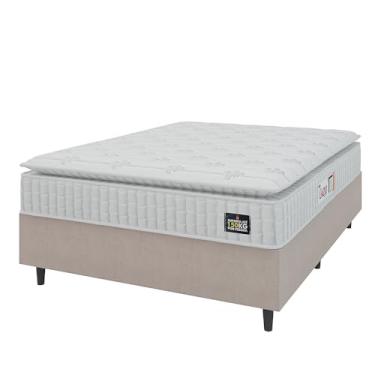 Imagem de Cama Box Colchão Casal Espuma D45 Lazio Pillow Top 138x188x67cm Branco/Bege Hellen - Suporta até 120kg por Pessoa