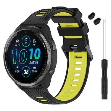 Imagem de TopPerfekt Pulseira compatível com Garmin Forerunner 965, pulseira de silicone macio de substituição para relógio inteligente 965 para mulheres e homens, preto - amarelo