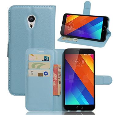 Imagem de Capa carteira MEIZU MX6, capa carteira flip de couro PU premium com compartimento para cartão, suporte e fecho magnético [capa interna à prova de choque de TPU] Compatível com MEIZU MX6