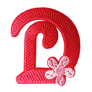 Imagem de 5 Pçs Patches de letras de chenille adesivos de ferro em remendos de letras universitárias com glitter bordado remendo costurado em remendos para roupas chapéu camisa bolsa (rosa choque, D)