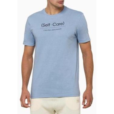 Imagem de Camiseta Mc Masculino Sustainable Self-Care Calvin Klein - Azul Medio Azul G-Masculino