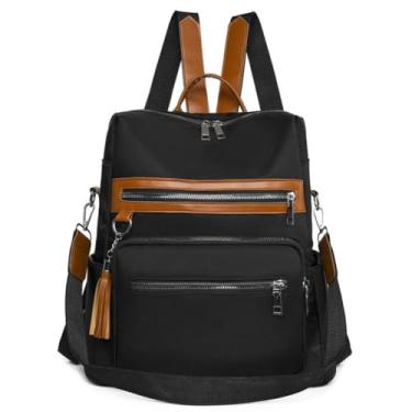 Imagem de Bolsa Casual Espaçosa Alça Transversal Lateral Impermeavel Anti Furto Estilosa Elegante Média Mochila Ombro Reforçada (Preta)