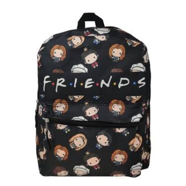 Imagem de UPD Friends Mochila preta – Bolsa de amigos estampada com bolso frontal, mochila perfeita para adolescentes e crianças, mochila ideal para uso diário – 40,6 cm