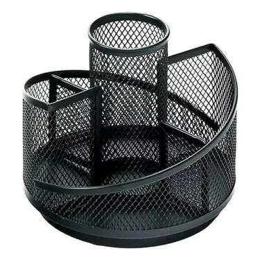 Imagem de Organizador de Mesa Giratorio Porta Caneta Lapis Clips 4 Divisorias de Metal