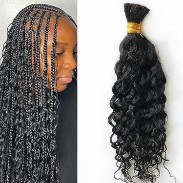 Imagem de RJ HAIR Cabelo Humano a Granel para Trançar Ondas Soltas 100% Cabelo Humano Brasileiro Não Processado Sem Trama Cacheado Profundo 100g/Pacote 10-66 Polegadas Cabelo Remy Volume (46cm, Cor Natural)