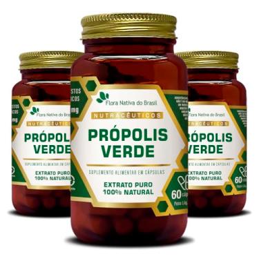 Imagem de Kit Propolis Verde Extrato Puro 3x 60 Capsulas Cada - Flora Nativa