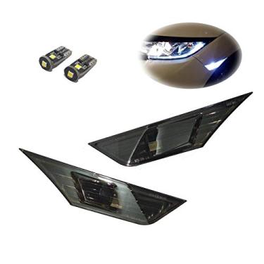 Imagem de HEYWEGO Lentes fumadas LED branco dianteiro lateral luz compatível com Honda Civic 10th Gen 2016-2021 Sedan Coupe Hatchback