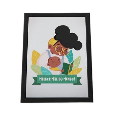 Imagem de Quadro Com Moldura Melhor Mae Do Mundo, Mae E Filho Negros