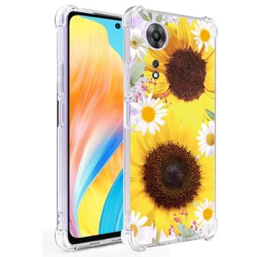 Imagem de Ueokeird Capa de telefone para Oppo A78 4G, capa CPH2565 para meninas e mulheres, capa protetora fina à prova de choque com padrão floral flexível TPU flexível para Oppo A78 4G girassol