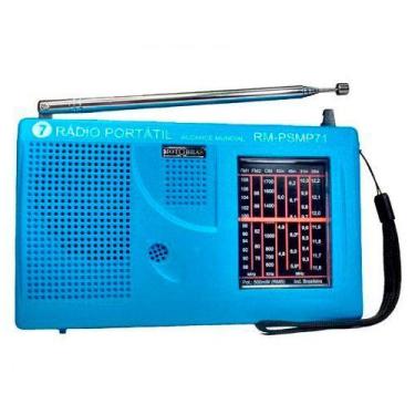 Imagem de Rádio Portátil 7 Faixas Pilha Motobras e Eliminador de Pilha, Azul