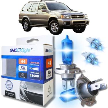 Imagem de Kit par lâmpadas super branca conector h4 8500k shocklight + par leds 