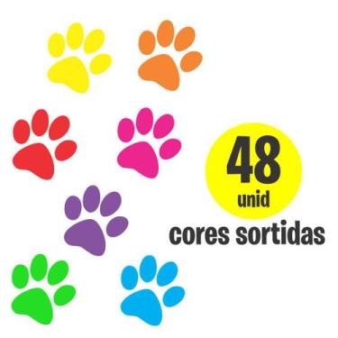 Imagem de Adesivo Patinhas Para Pet Shop Vitrine Patas Kit 48und Cores - Ouro Pr