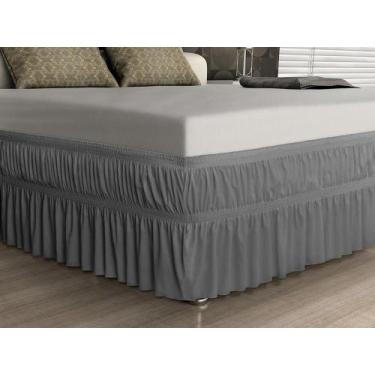 Imagem de Saia P/ Cama Box - Malha - Solteiro - Cinza - Adomes