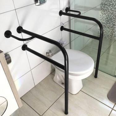 Imagem de Kit 2 Barras De Apoio Para Banheiro Em Aço Para Idosos 77cm - Genus Mó