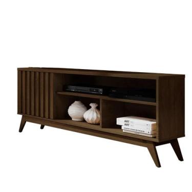 Imagem de Rack para TV 55" Retro Sala Apartamento Pequeno Malbec Wood Giga Movei