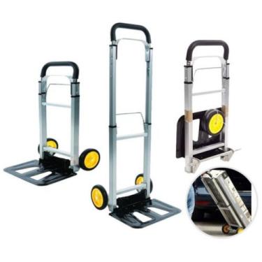 Imagem de Carrinho de Mão Transporte Carga Armazém Dobrável Retrátil Alumínio 90