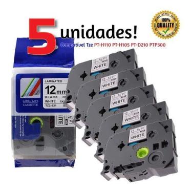 Imagem de 5 Fita Compatível Tze 231 Rotuladora Pt H105 Pt H110 Pt D210 - xfull, 