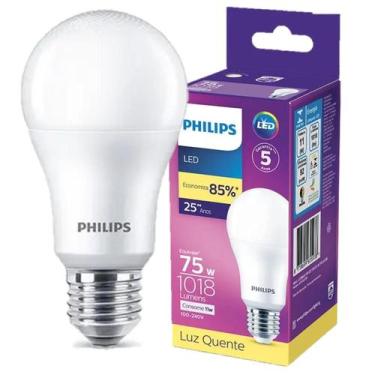 Imagem de Kit 8 Lampada Led Philips 11w Bivolt Luz Amarela 3000k Base E27, Bivol