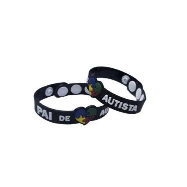 Imagem de Pulseira autismo emborrachada com regulagem identificação pais de auti
