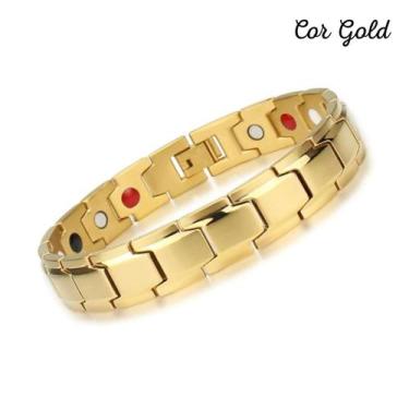 Imagem de Pulseira Magnética Simple Strength Fina - YA Accessories, Gold