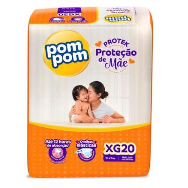 Imagem de Fralda Infantil Pom Pom Derma Protek Tamanhos - Ontex, XG, 20