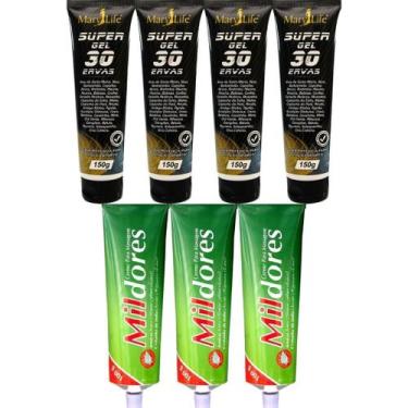 Imagem de Kit 4 Super Gel 30 Ervas 150g + 3 Creme Para Massagem Mil Dores 100g -