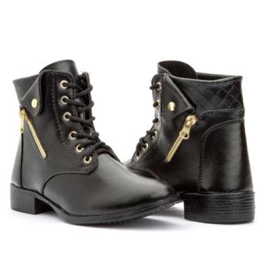 Imagem de Bota Feminina Coturno Botinha Elegante Com Zíper Fantasia (Cft201) - M