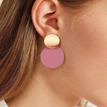Imagem de Brinco Festa Feminino Delicado Dangle Feminino Vazado Rosa - ANJO DA M