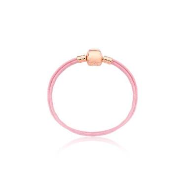 Imagem de Pulseira Infantil Cordão Rosa Revestida em Ouro Rosê - VL ACCESSOIRES