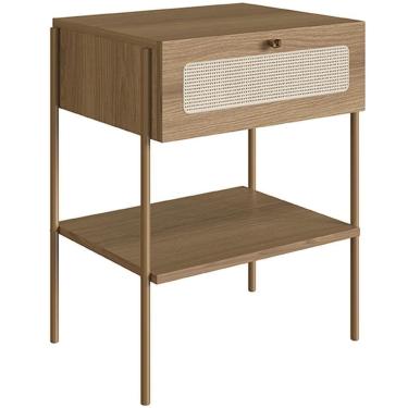 Imagem de Mesa De Cabeceira 01 Gaveta Com Telinha Industrial Indy A03 Hanover Dourado