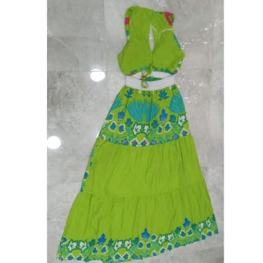 Imagem de Vestido longo com elástico grosso verão estampado - LALOKA, Verde, M