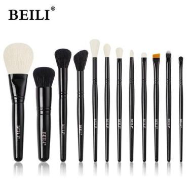 Imagem de Kit Pincéis De Maquiagem BEILI 12 PÇS Profissional Pó, Sombra Cabelo S