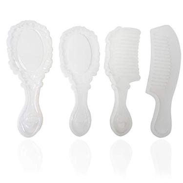 Imagem de Honbay 4 peças de moldes de resina para pente e espelho, pente de cabelo, espelho de maquiagem, molde de fundição de silicone para artesanato faça você mesmo (17 cm)