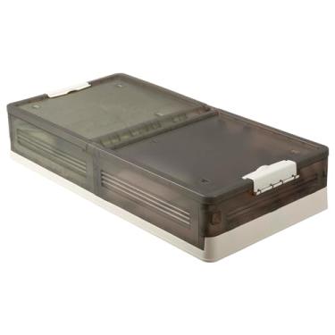 Imagem de Home-Complete Armazenamento sob a cama com rodas – Armazenamento sob a cama de 15,8 litros com tampa dupla face e 6 rolos - Gavetas dobráveis embaixo da cama (creme/cinza)