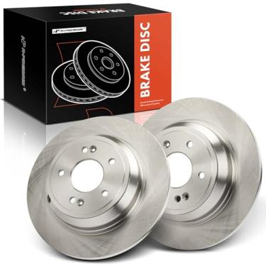 Imagem de A-Premium Rotores de freio a disco sólido traseiro de 314 mm compatíveis com modelos selecionados Hyundai & Genesis & Kia - Genesis 2010-2016, G80 2017-2020, G90 2020-2022, K900 2017, conjunto de 2