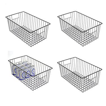 Imagem de Y.Z.Bros Cestas do Organizador do Armazenamento do Fio do Congelador de 16 Polegadas, Escaninho do Refrigerador do Agregado Familiar com Punhos Incorporados para Armário, Despensa, Armário, Quarto