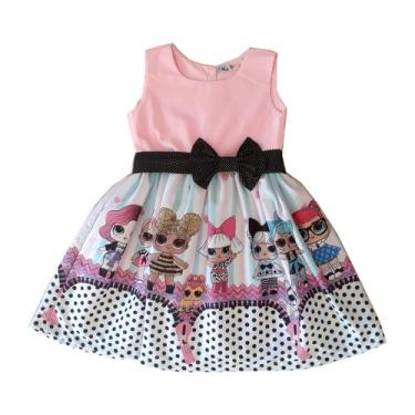 Imagem de Vestido Lol Listrado Bonecas Busto Rosa Festa Infantil - Ateliê Iza Ro