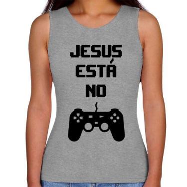 Imagem de Regata Feminina Jesus está no controle - Foca na Moda, Cinza, M