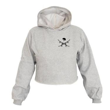 Imagem de Cropped Feminino Moletom Estampa Skate Capacete Capuz Moda - Ragor, M,