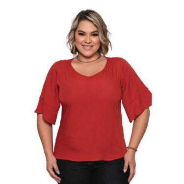 Imagem de Blusa Feminina Plus Size Manga Ampla Modelo Casual Comfort - Docce Mul