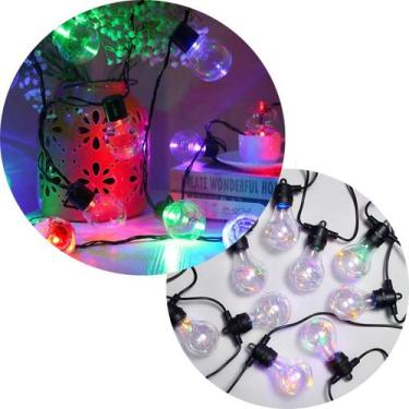Imagem de Varal De Luzes Leds Solar Bolhas Cristal Colorido Jardim 5M - GICI CHR