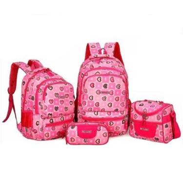 Imagem de Kit Mochila Juvenil Infantil Feminino Masculino Escolar 4 Pç - Fashion