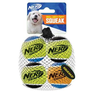 Imagem de Bola de Tênis Squeak para Cães Nerf Dog Pacote com 4