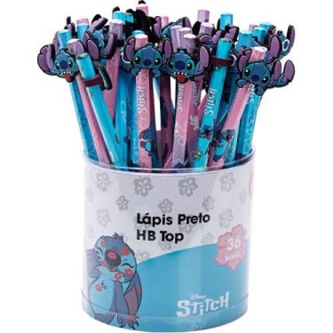 Imagem de Lápis Preto Redondo Decorado STITCH TOP HB com Borracha - Pote com 36 