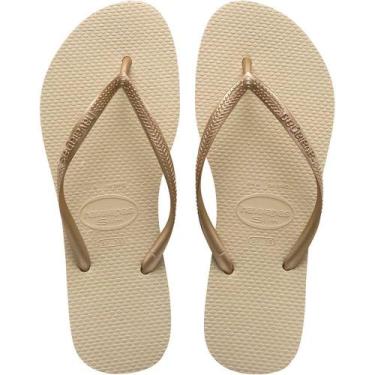 Imagem de Chinelo Havaianas Feminino SLIM 37/38 AREIA/DOURADO