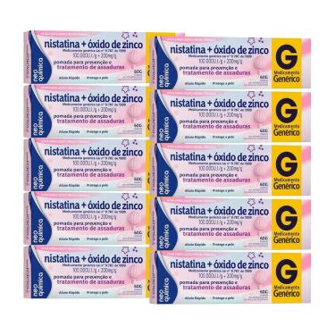 Imagem de Kit 10 und Nistatina + Oxido De Zinco Pomada 60g