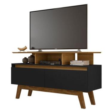 Imagem de Rack Bancada Para TV Até 50 Pol. 2 Portas Rubi 1.2 Cinamomo/Preto Fosc